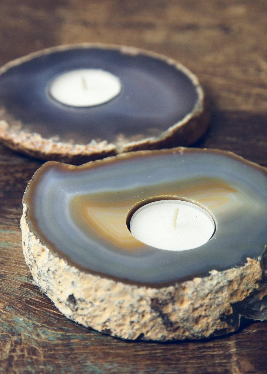 Agate Slab Candle Holder